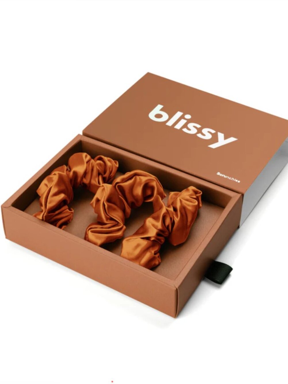 BLISSY Bronze Mulberry Silk Scrunchies Set, NIB